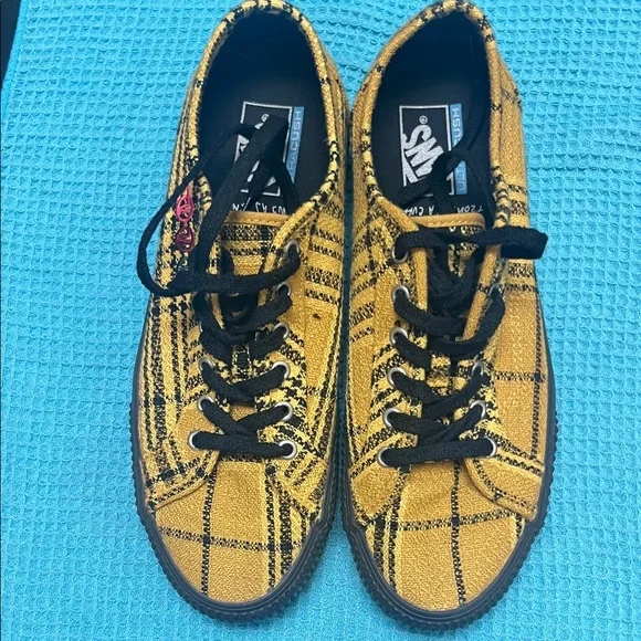 Vans Yellow and Black Plaid Sneakers